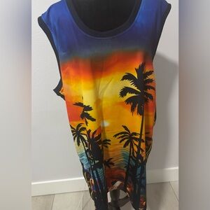 Tropical Sunset Sleeveless T-Shirt Lined By Huge Fashion ExchangeTropical #650